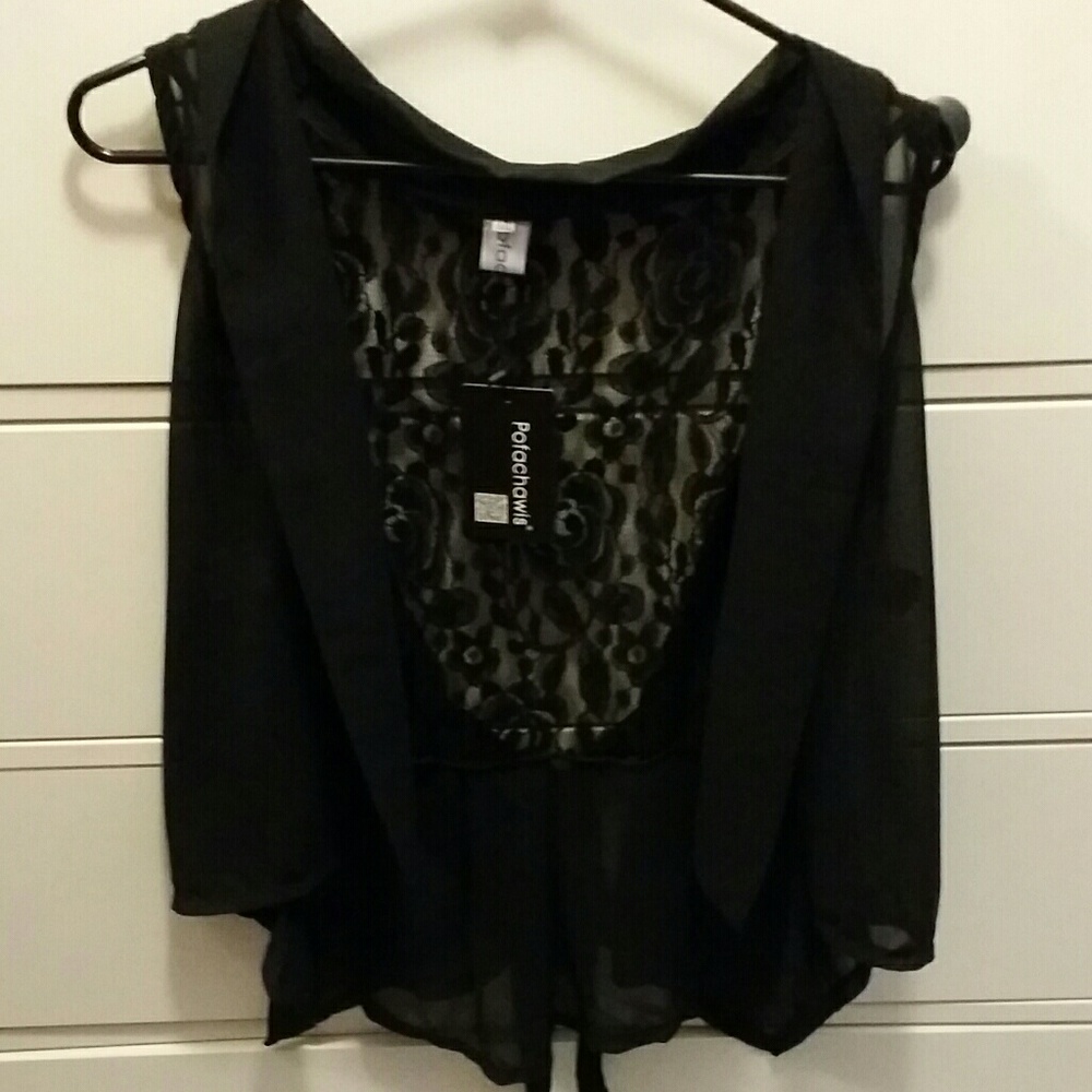 Super cute sheer vest with rose lace by Pofachawis